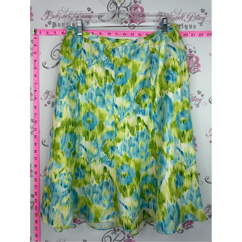 Talbots silk skirt flowers Blue and Green Floral A-Line Skirt